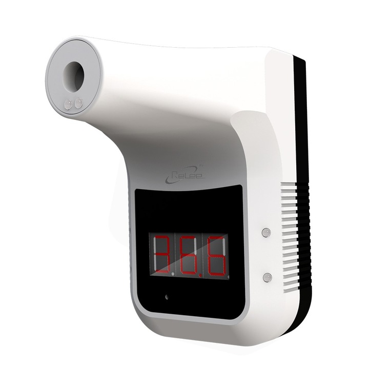 Termometru digital profesional cu infrarosu pentru frunte, ReLee™, fara contact, afisaj LCD, functie alarma, toleranta temperatura ±0.2℃, timp de raspuns 0.5s, Acumulator Li-Ion 5000Mah