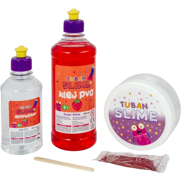Masa plastyczna Zestaw super slime - Truskawka XL