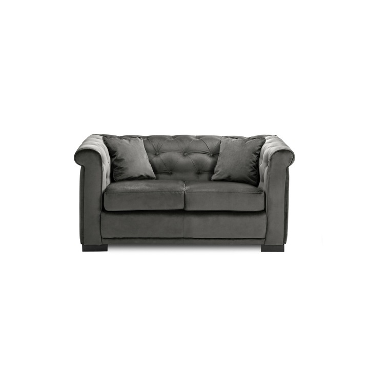 Canapea Chesterfield Zurich, 2 locuri, fixa,louvre anthracite, gri, 158 x 96 x 73 cm