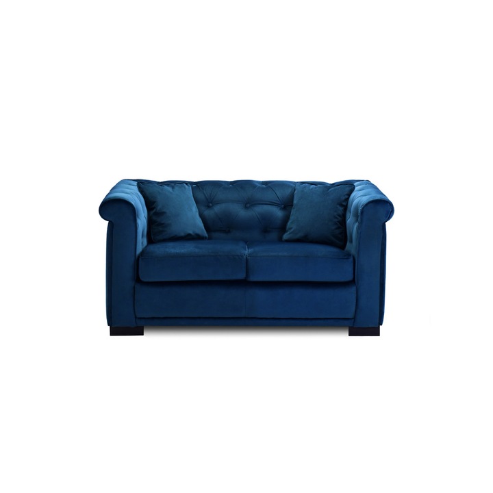 Canapea Chesterfield Zurich, 2 locuri, fixa,louvre ocean, albastru ocean, 158 x 96 x 73 cm