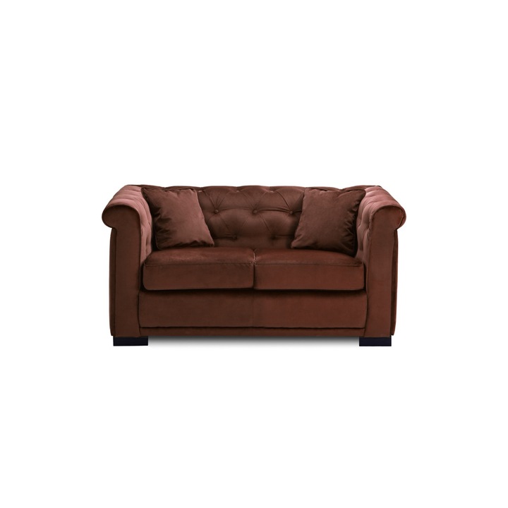 Canapea Chesterfield Zurich, 2 locuri, fixa,louvre copper, maro, 158 x 96 x 73 cm