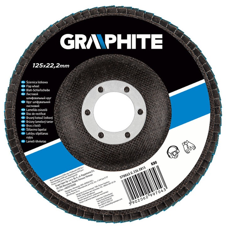 Csiszolótárcsa Graphite 125x22.2 k80 57H843