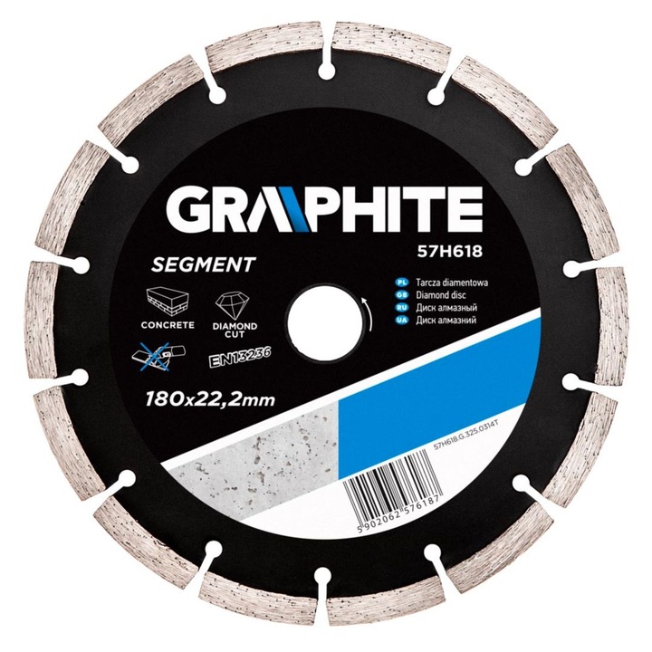 Gyémántvágó Graphite 180mm szegmenses 57H618