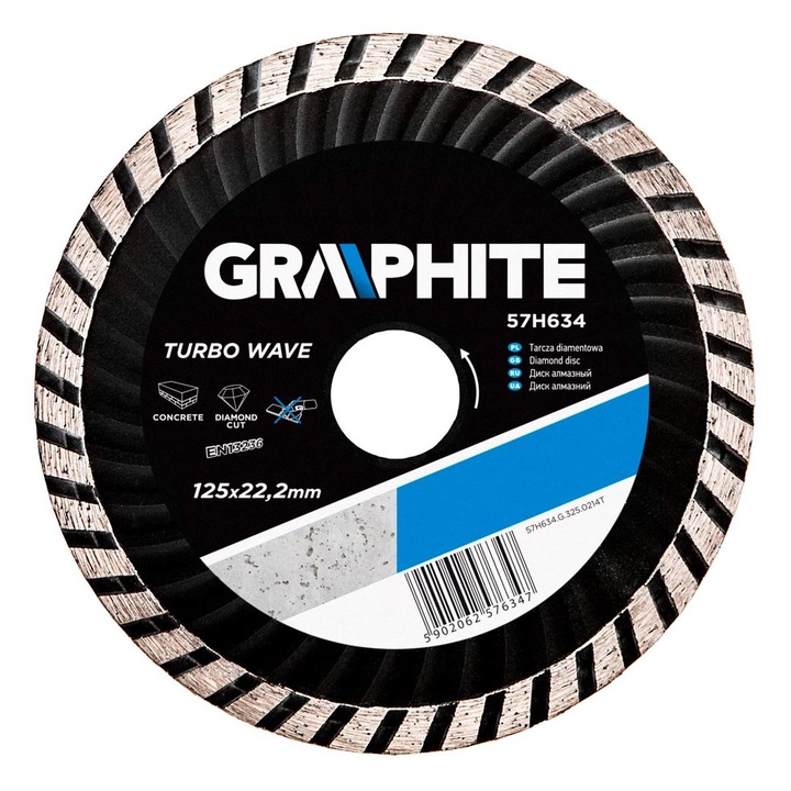 Gyémántvágó Graphite 125mm turbo hűtőbordás 57H634