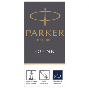 Cartuse lungi Parker Quink, Albastru inchis permanent, 5 buc Cartuse lungi Parker Quink, Albastru inchis permanent, 5 buc