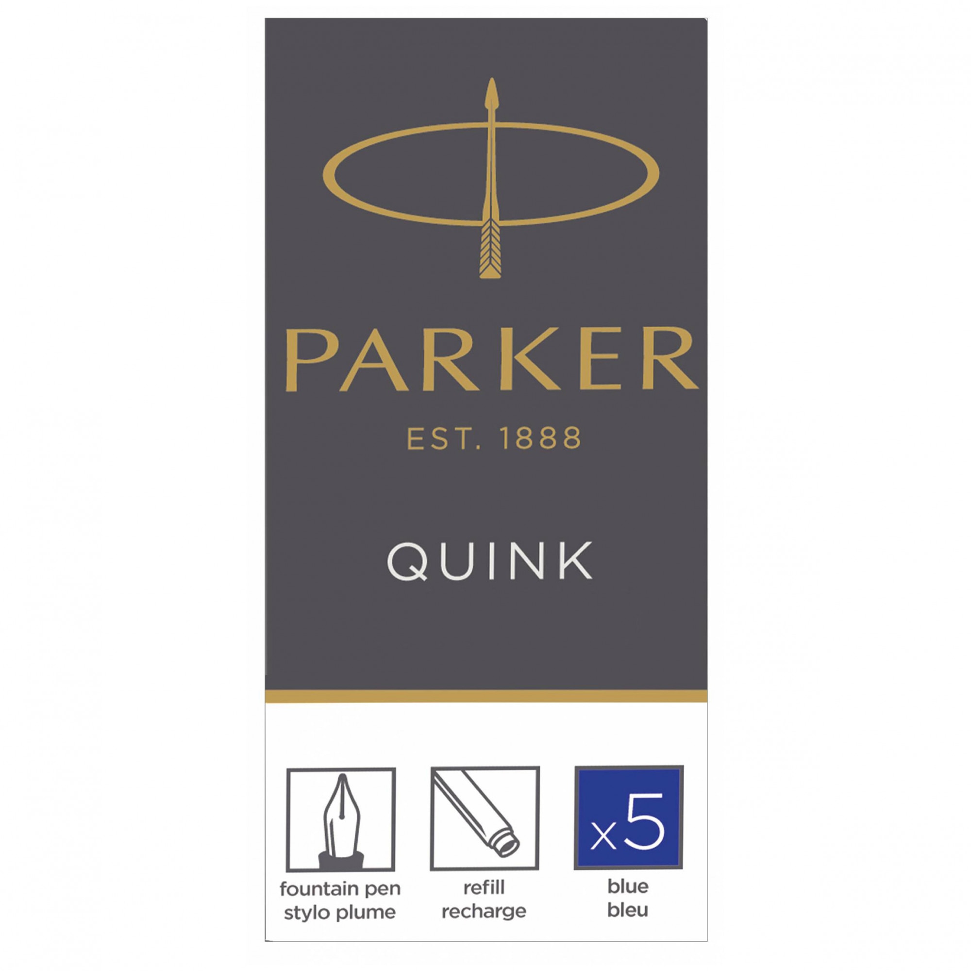 Cartuse lungi Parker Quink, Albastru permanent, 5 buc