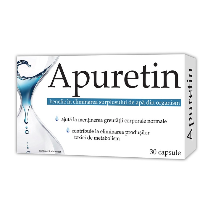 Apuretin, Supliment alimentar benefic in eliminarea surplusului de apa din organism, 30 capsule, Zdrovit