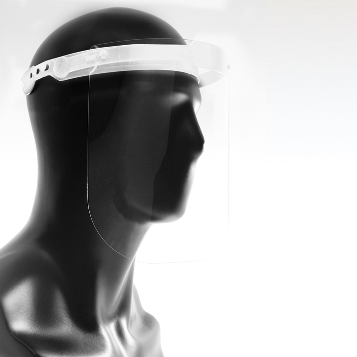 Предпазен шлем с подвижен визьор за многократна употреба, TriedThings, Бял