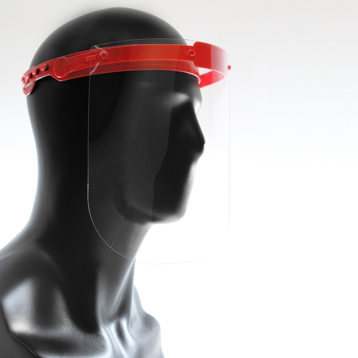 Предпазен шлем с подвижен визьор за многократна употреба, TriedThings, Червен