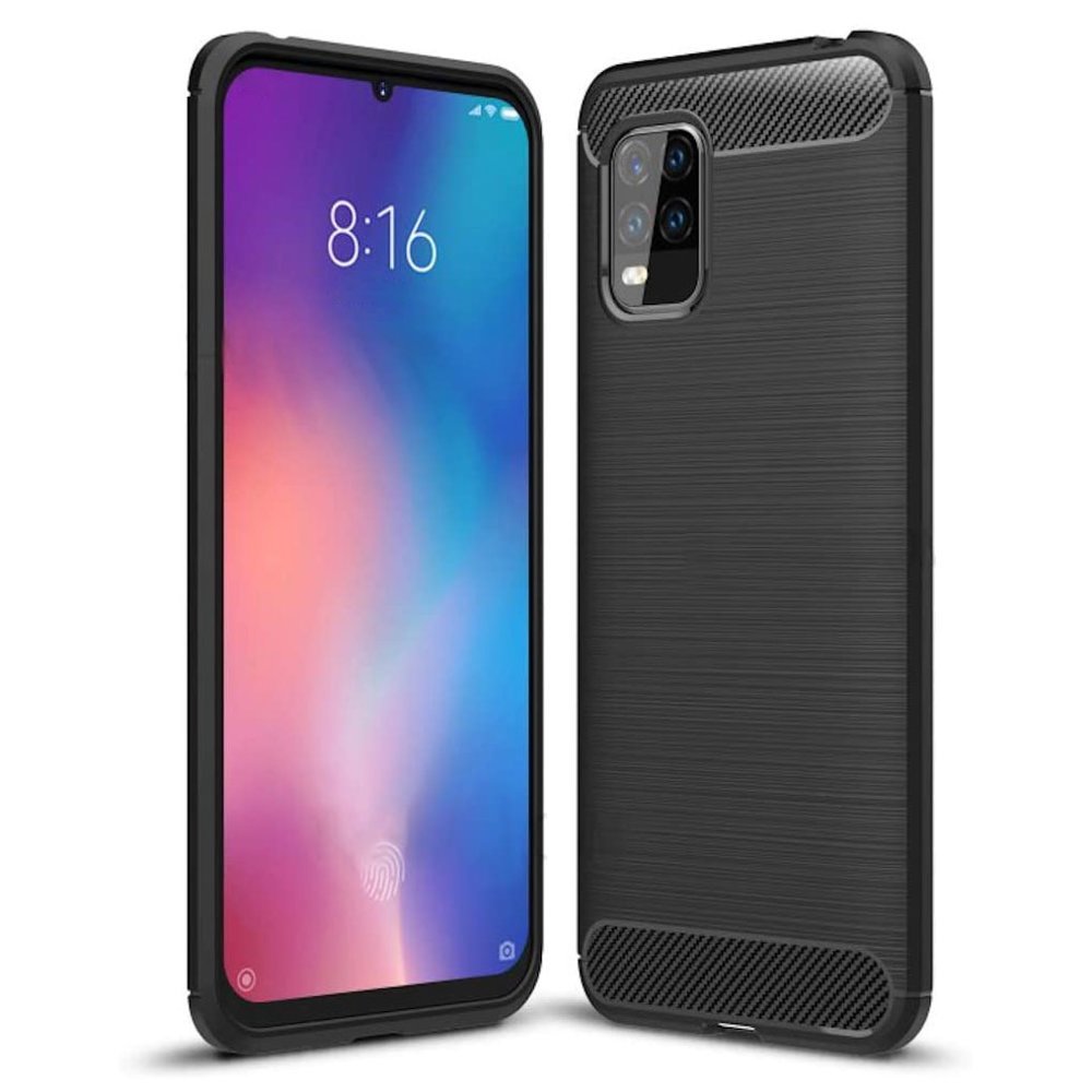 Husa Hurtel, Carbon, Poliuretan, compatibila cu Xiaomi Mi 10 Lite, Negru