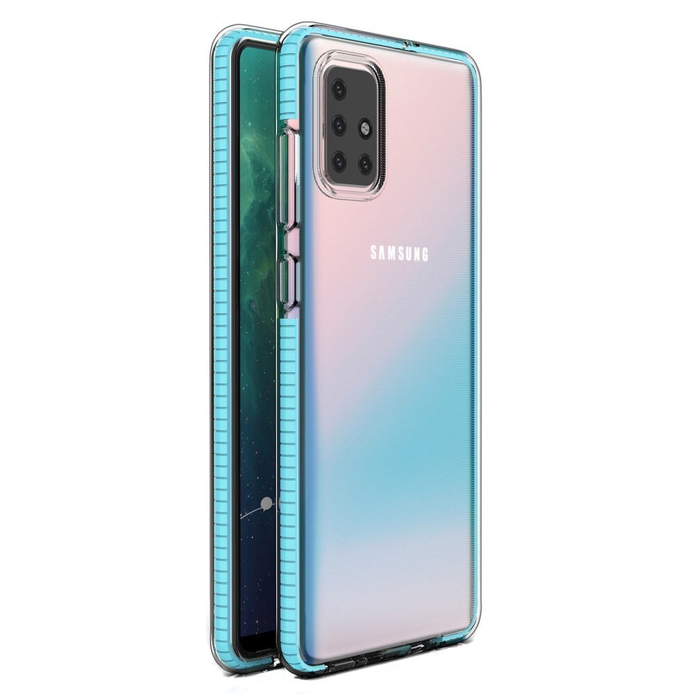 Husa de protectie pentru Samsung Galaxy A71, Hurtel, TPU, Transparent/Albastru