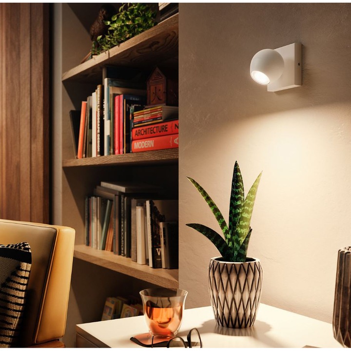 Spot luminos Philips Buckram Hue, de prelungire, ZigBee Light Link, Bluetooth, GU10, 5W (50W), 350 lm, lumina ambianta alba (2200-6500K), Alb, clasa energetica G