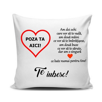 Perna personalizata ” Te iubesc”, alba, 40x40 cm Perna personalizata ” Te iubesc”, alba, 40x40 cm