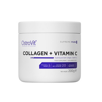 Supliment alimentar, Colagen (9500 mg) cu Vitamina C (500 mg), OstroVit Supreme Pure Collagen + Vitamin C - 200 g (20 doze) Supliment alimentar, Colagen (9500 mg) cu Vitamina C (500 mg), OstroVit Supreme Pure Collagen + Vitamin C - 200 g (20 doze)