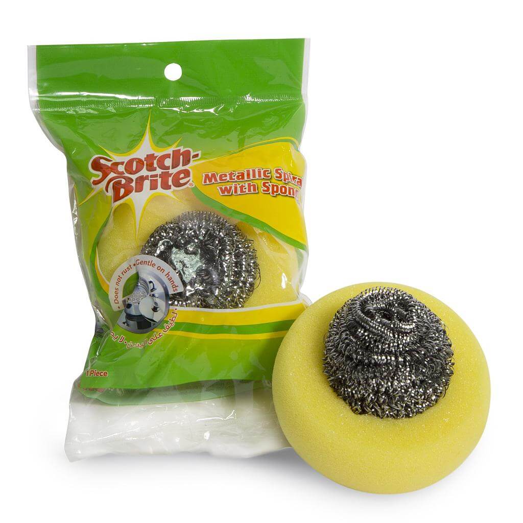 Burete Metalic Premium SCOTCH BRITE Tip Spira cu Protectie, Galben