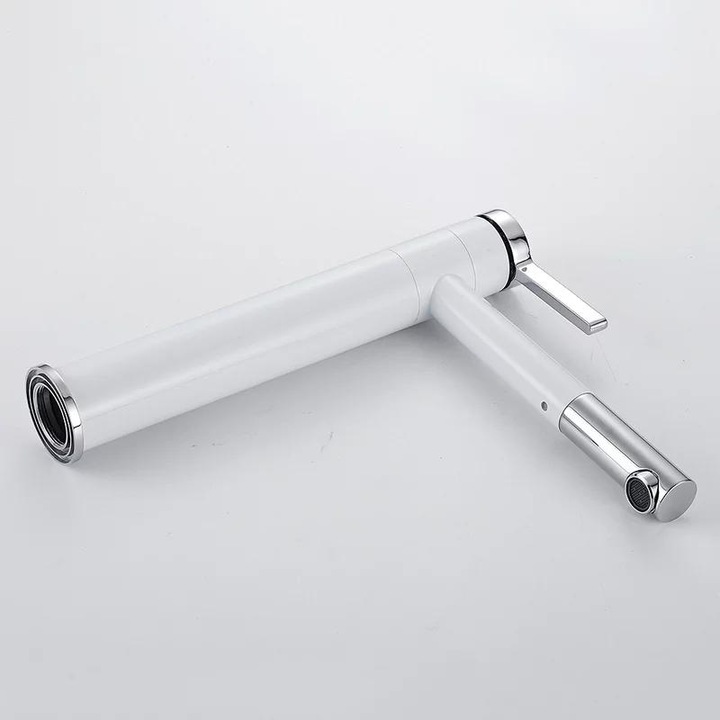 Baterie lavoar TRENDY S, design cilindric, montare pe blat, white-chrom