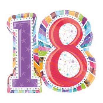 Balon folie, 18 ani, multicolor Balon folie, 18 ani, multicolor