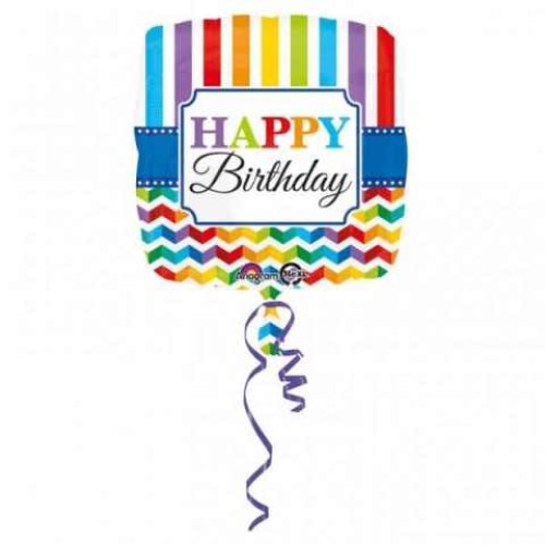 Balon folie, Happy Birthday, Chevron, Linii Color