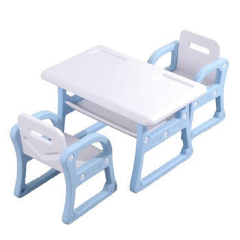 Masuta de studiu cu 2 scaunele School Blue Masuta de studiu cu 2 scaunele School Blue