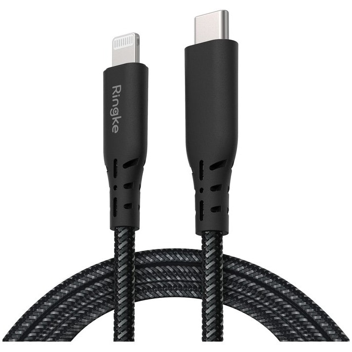 Cablu de date Ringke, Lightning - USB Type C, Negru