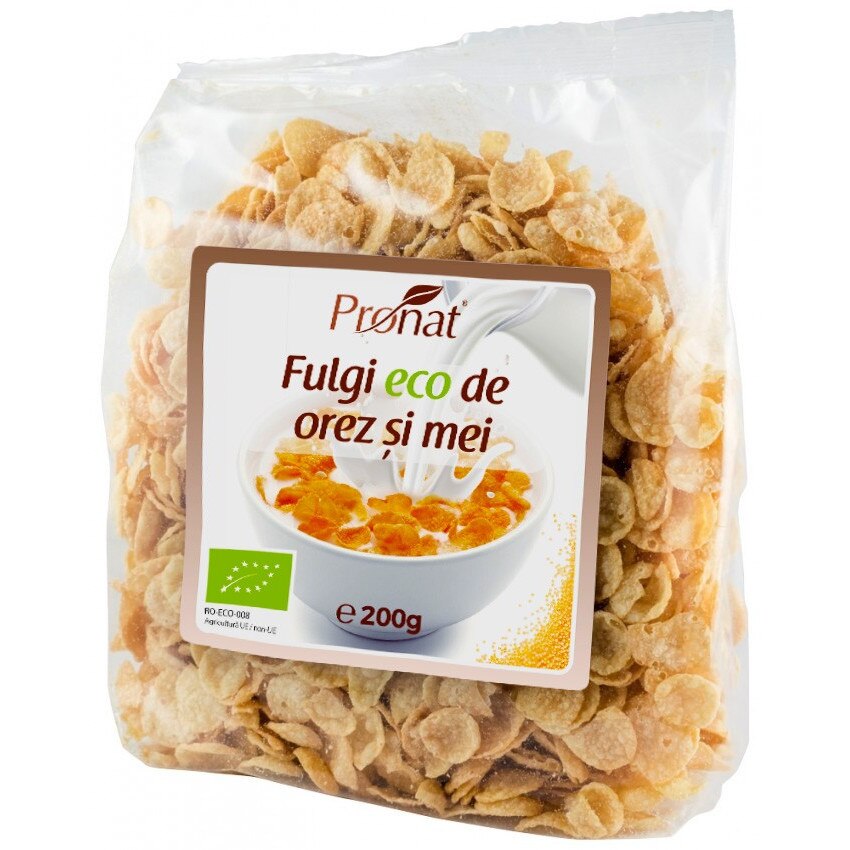 Fulgi bio de orez si mei Pronat 200g