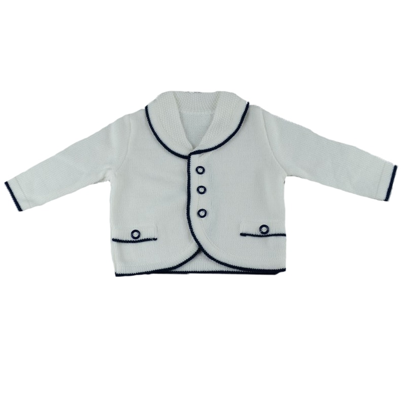 Cardigan maneca lunga baieti NN, Alb