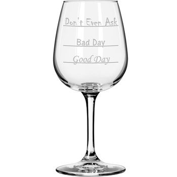 Pahar de vin ShantavoE 446 cu 3 nivele de turnare, Zi buna, Zi proasta, Nici macar sa ceri, pahar, 420 ml Pahar de vin ShantavoE 446 cu 3 nivele de turnare, Zi buna, Zi proasta, Nici macar sa ceri, pahar, 420 ml