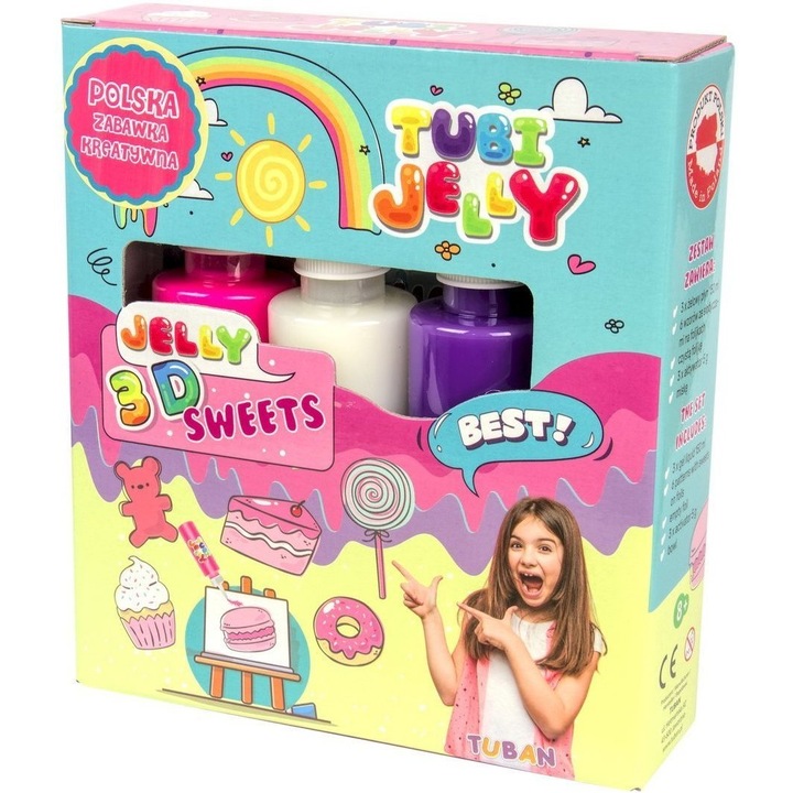 SET TUBI JELLY (gel modelator) cu 3 culori, DULCIURI