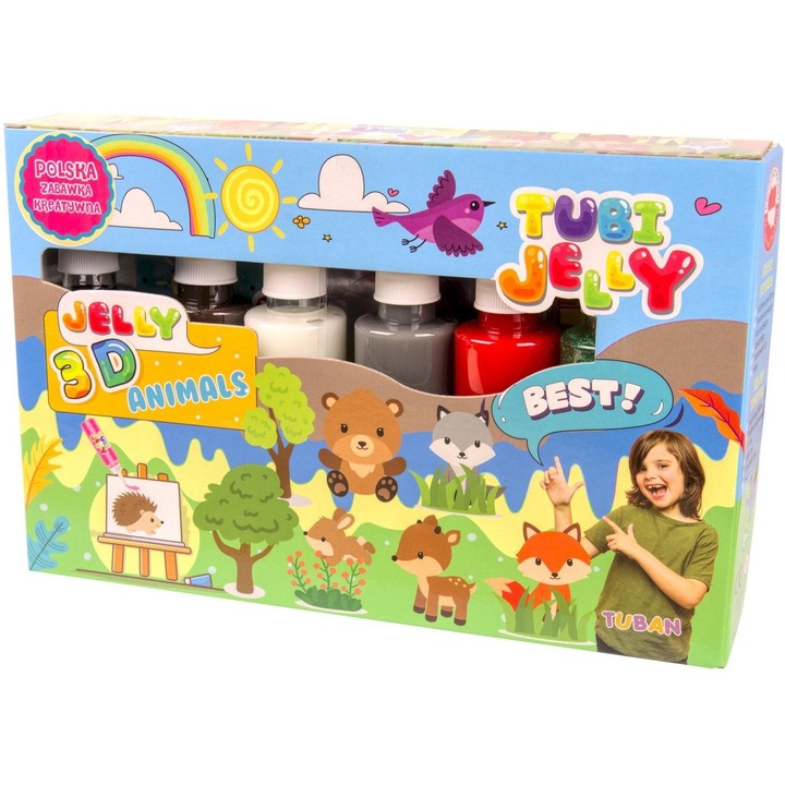 SET TUBI JELLY (gel modelator) cu 6 culori, ANIMALE