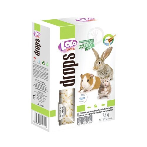 Dropsuri Lolo pentru rozatoare cu miere si lapte, 75 g