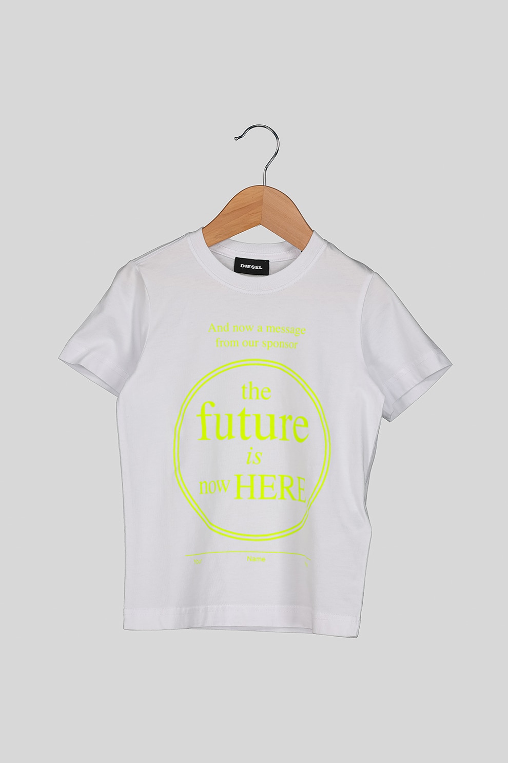 Diesel, Tricou cu imprimeu text, Alb