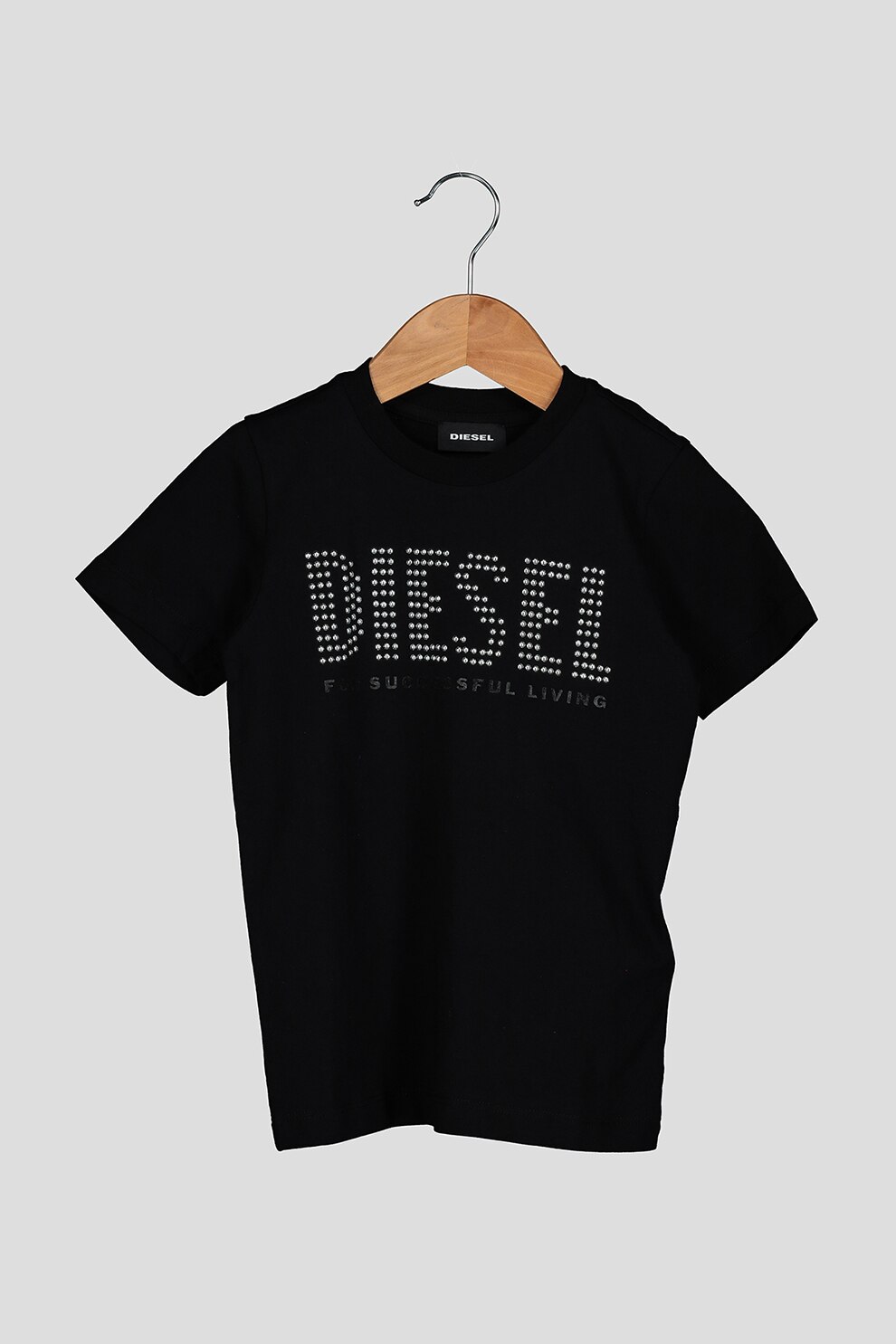 Diesel, Tricou cu decolteu la baza gatului si nituri, Negru