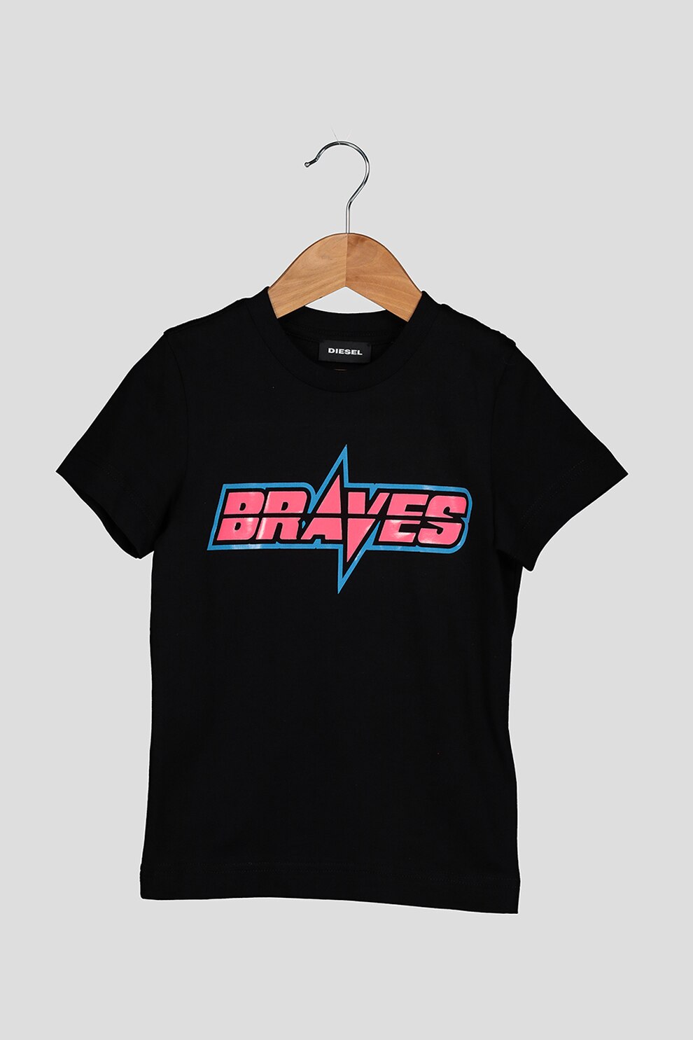 Diesel, Tricou cu decolteu la baza gatului si logo, Negru