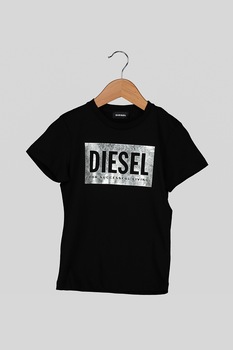 Diesel, Tricou cu imprimeu logo, Negru, 132 CM Diesel, Tricou cu imprimeu logo, Negru, 132 CM