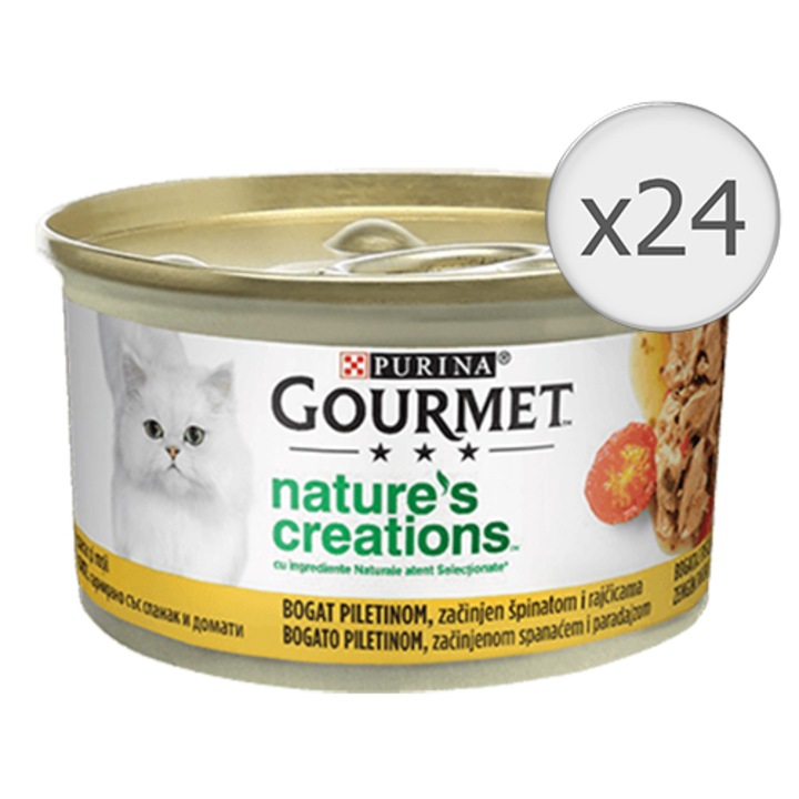 Мокра храна за котки Gourmet Nature's Creations, Пиле, 24 x 85 гр