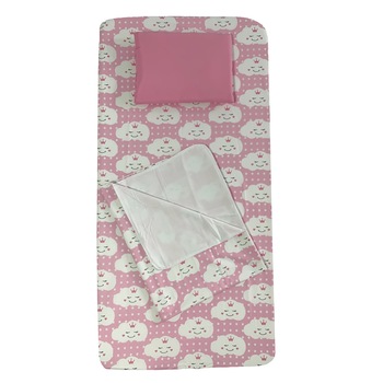 Set Paturica bebe cu Cearsaf si Pernuta pentru pat 120x60 cm Deseda Norisori zambareti Roz Set Paturica bebe cu Cearsaf si Pernuta pentru pat 120x60 cm Deseda Norisori zambareti Roz