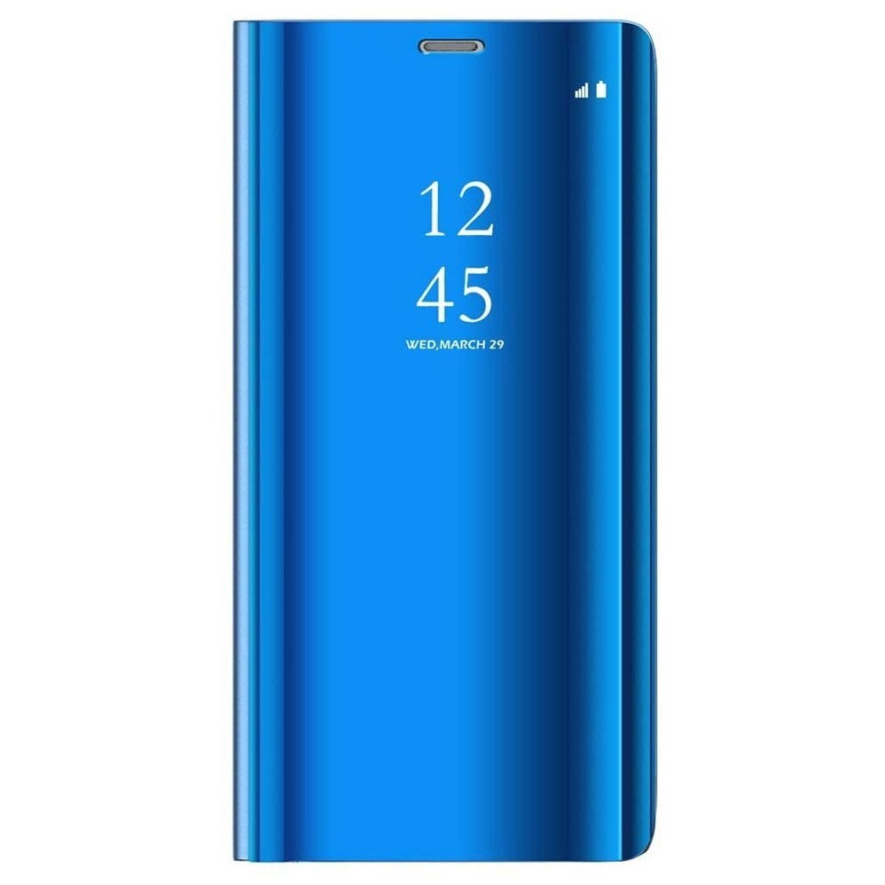 Husa Carte Clear View pentru Samsung Galaxy A42 5G, Functie Stand, Albastru