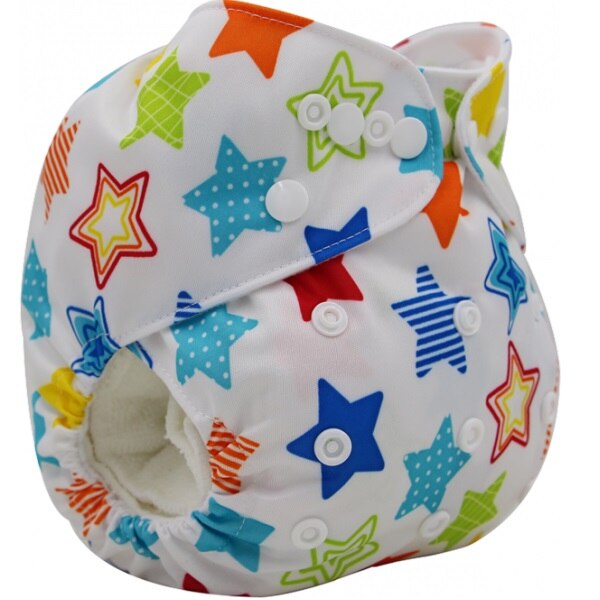 Scutec textil refolosibil microfibra, Alvababy Lucky Star, multicolor, 3-16 kg