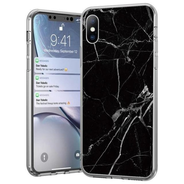Калъф за телефон Wozinsky Marble Tpu за Huawei P40 Lite, Nova 7I, Nova 6 Se, черен