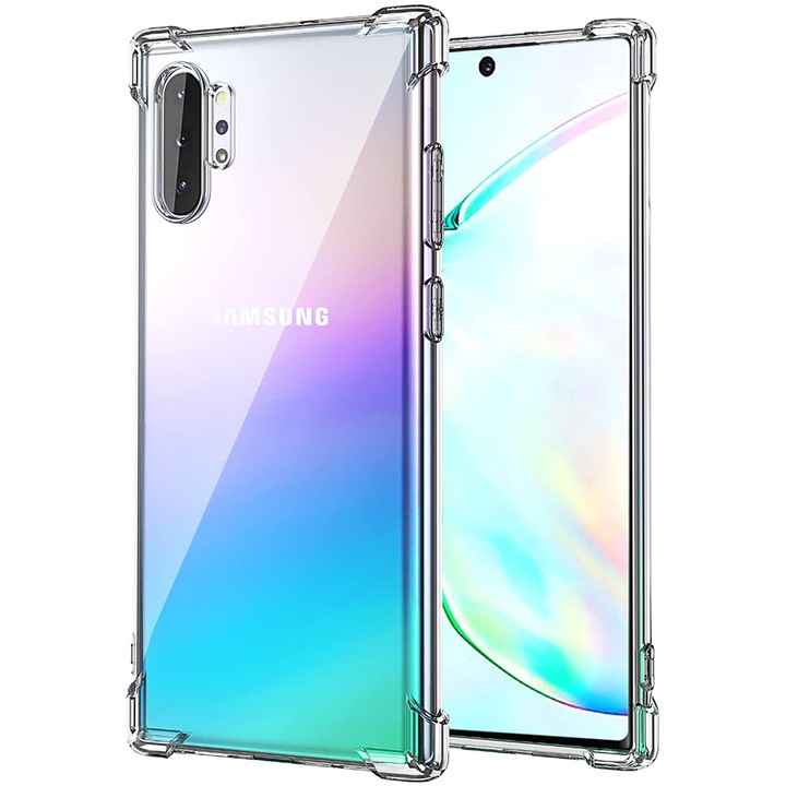 Защитен калъф, Удароустойчив, Silicon High Tech, Съвместим със Samsung Galaxy Note 10 Plus, Crystal Clear