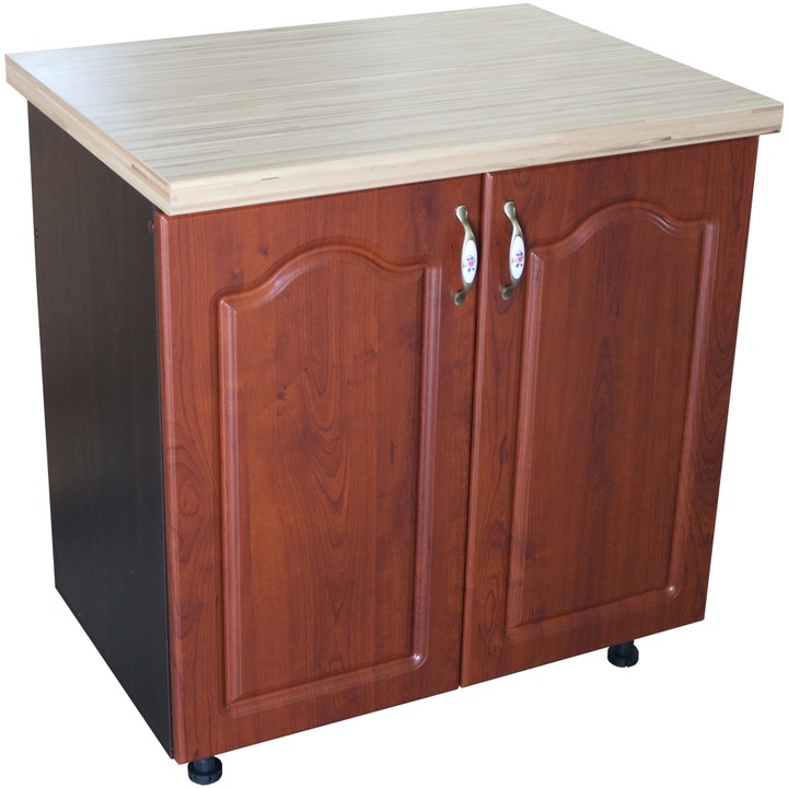 Masca pentru chiuveta cu 2 usi 80 cm Zebra, Wenge/MDF Cedru Mustata, cu blat Artar 80 x 85 x 60