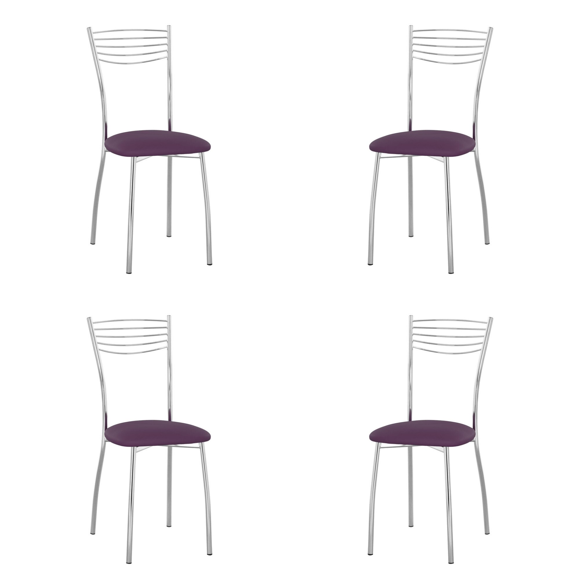 Set 4 scaune bucatarie VIOLA CHROME, piele ecologica, Mov