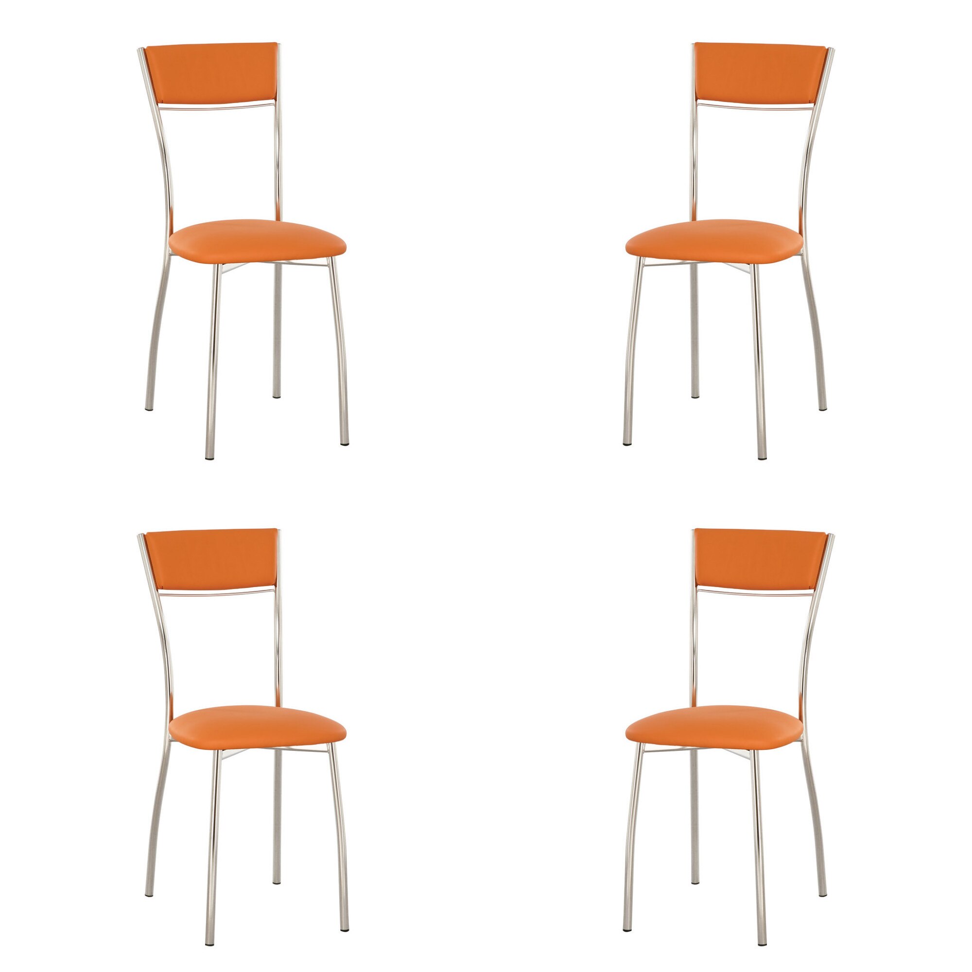 Set 4 scaune bucatarie VIOLA PLUS CHROME, piele ecologica, Portocaliu