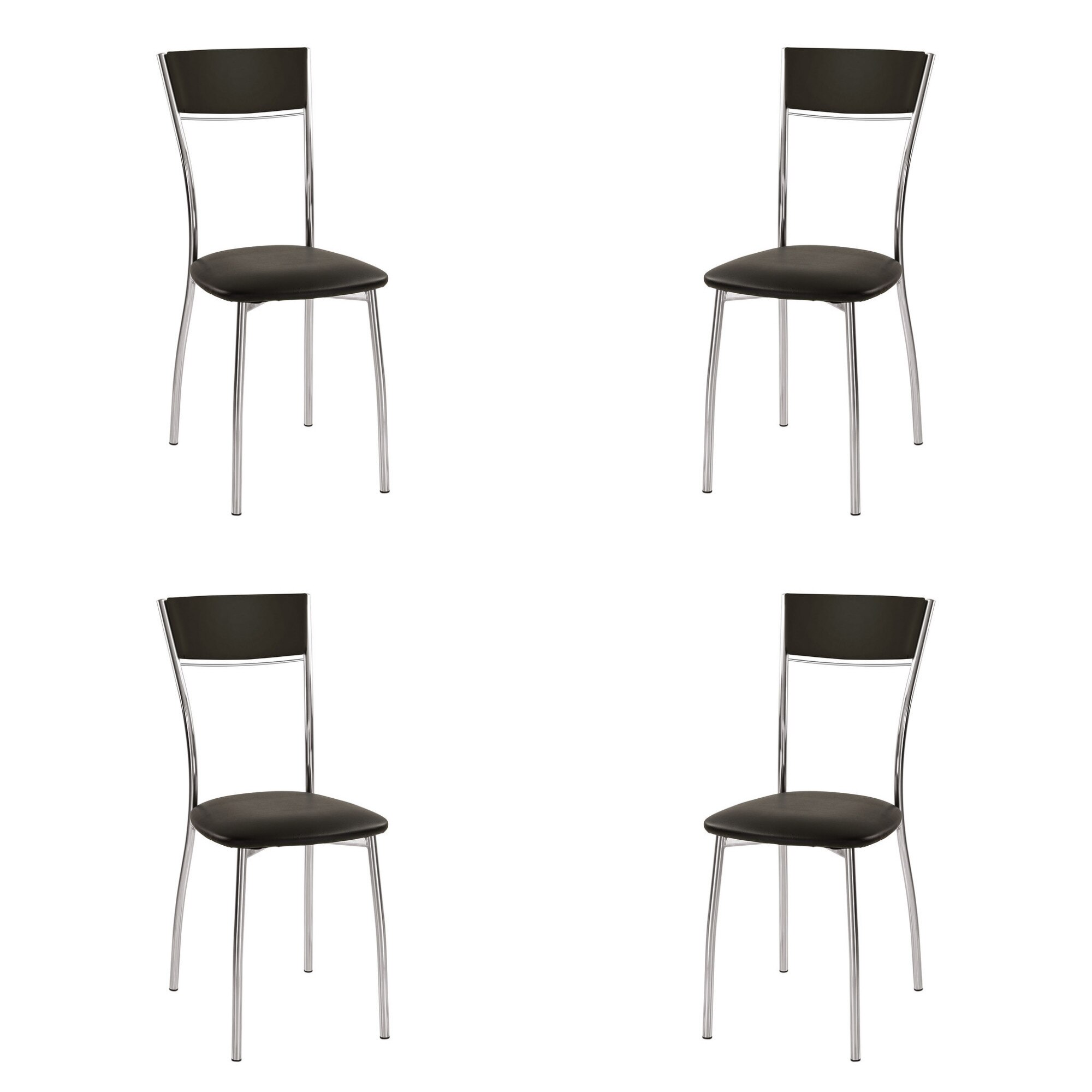 Set 4 scaune bucatarie VIOLA PLUS CHROME, piele ecologica, Negru