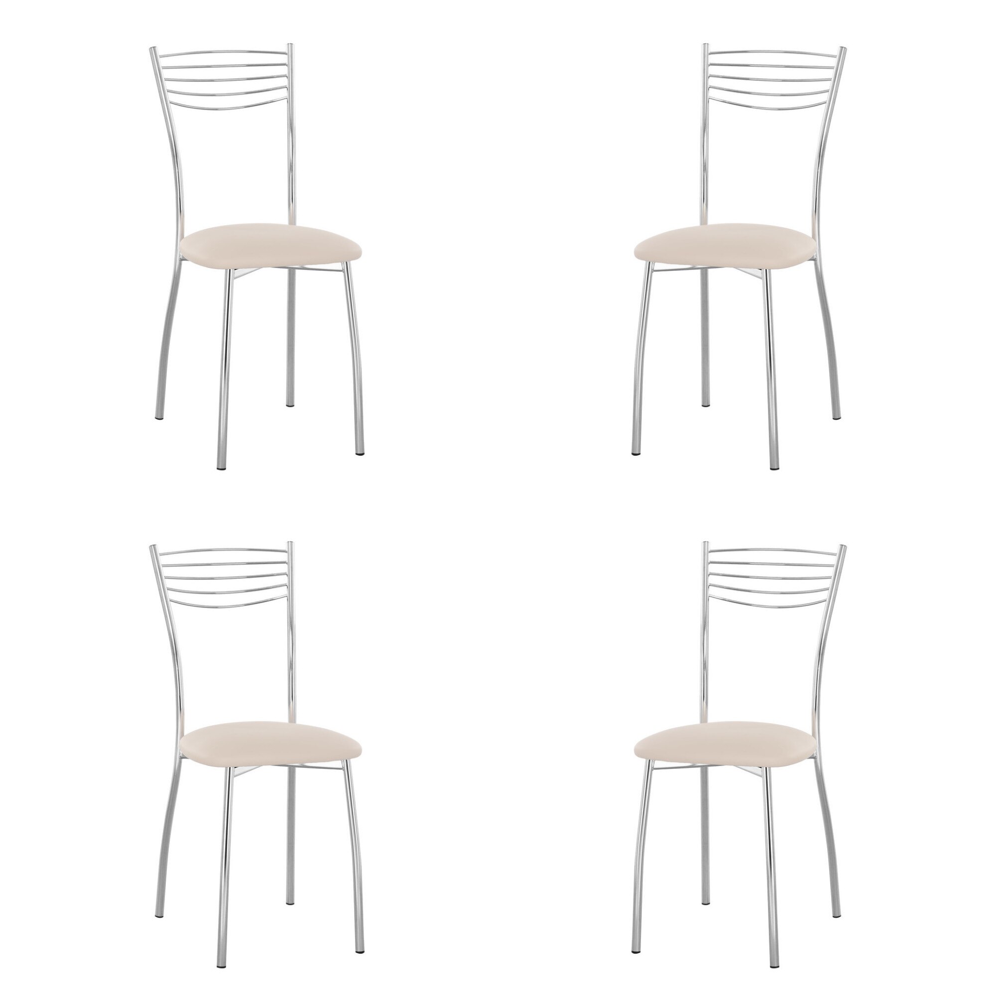 Set 4 scaune bucatarie VIOLA CHROME, piele ecologica, Crem