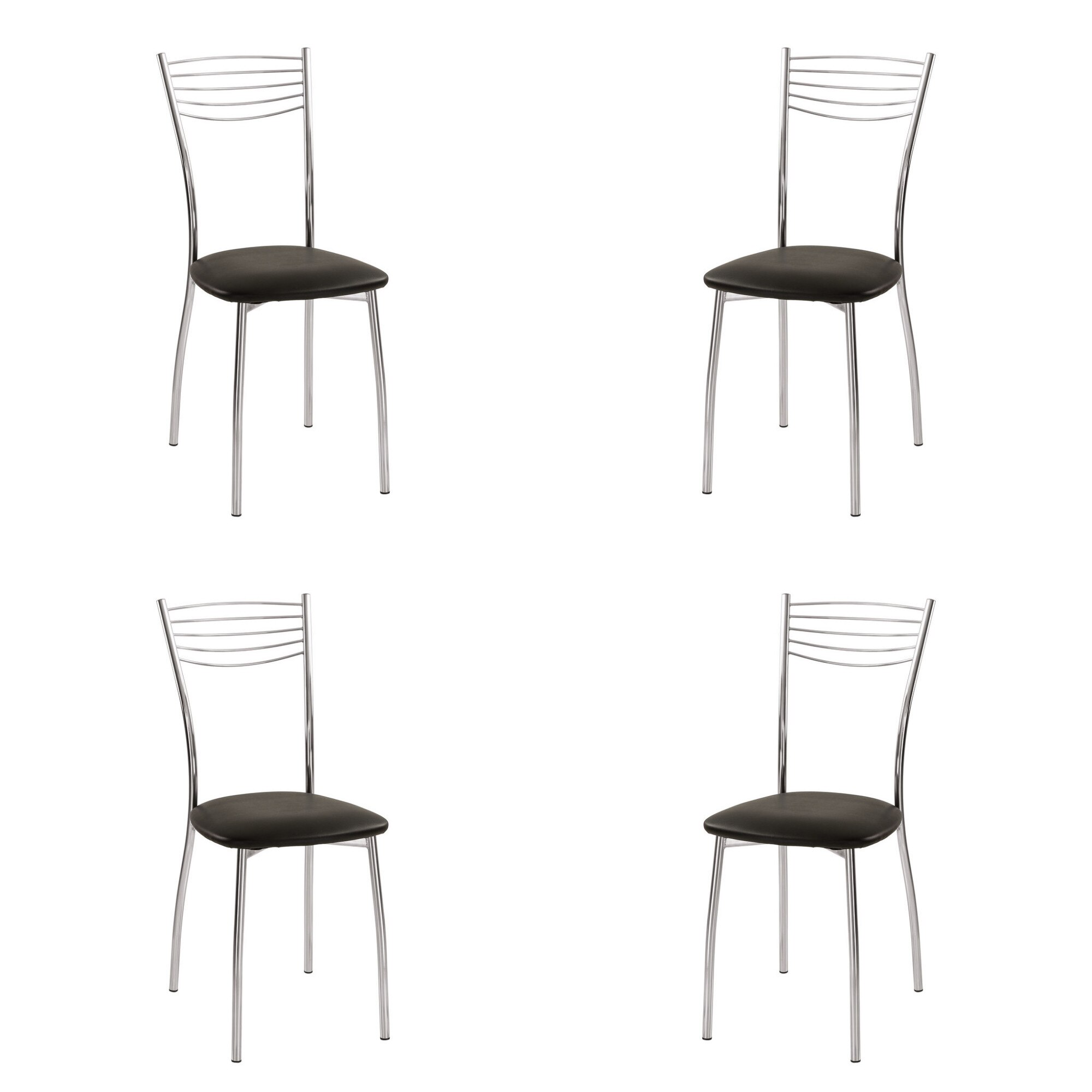 Set 4 scaune bucatarie VIOLA CHROME, piele ecologica, Negru