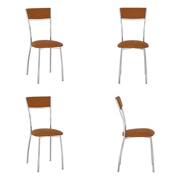 Set 4 scaune bucatarie VIOLA PLUS CHROME, piele ecologica, Aramiu