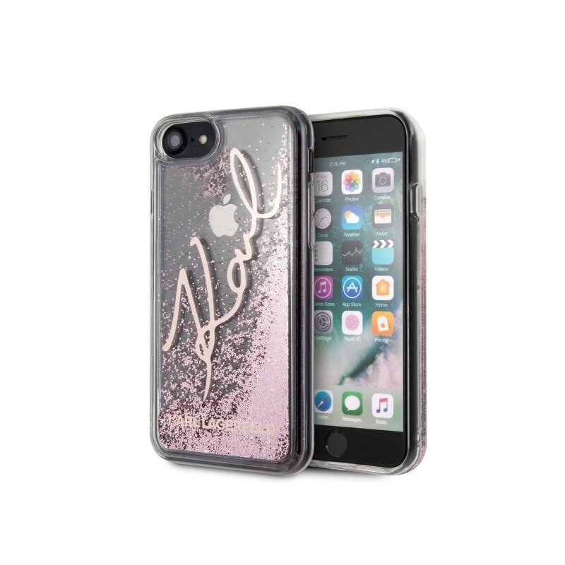 Husa Premium Spate Karl Lagerfeld Pentru iPhone Se 2 ( 2020 ) ,liquid Glitter Roz Gold - Klhci8trksrg