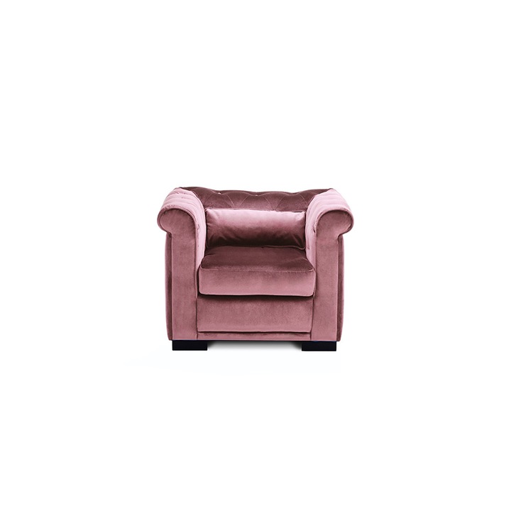 Fotoliu Chesterfield Zurich, genova opal, roz, 73 x 102 x 90 cm