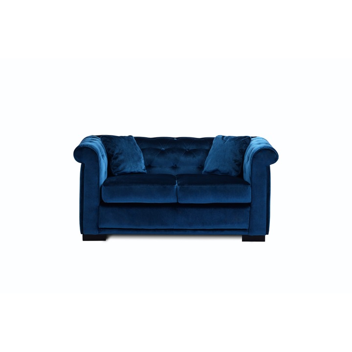 Canapea Chesterfield Zurich, 2 locuri, fixa,genova safir, albastru, 158 x 96 x 73 cm